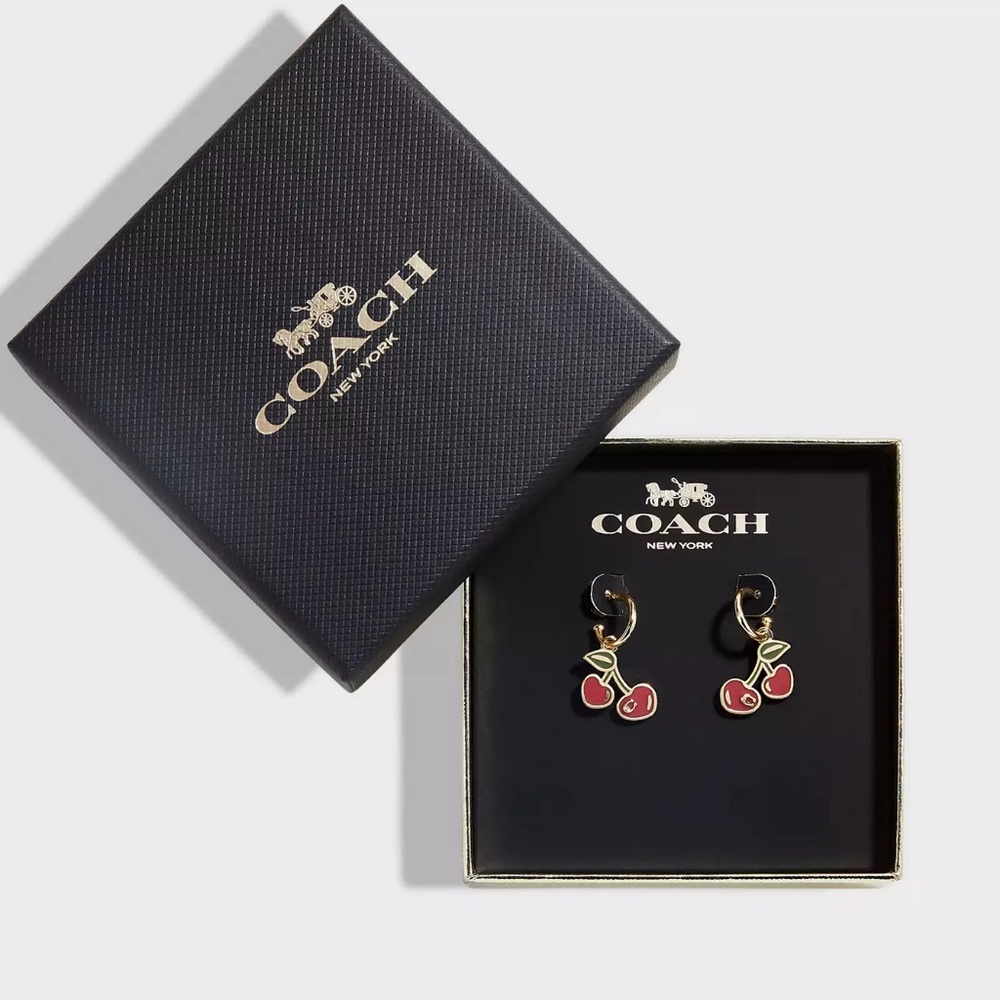 COACH Heart Cherry Huggie Earrings